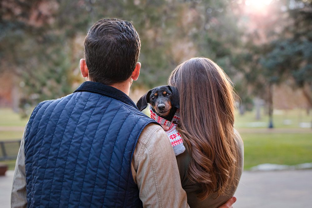 Couple with dachshund