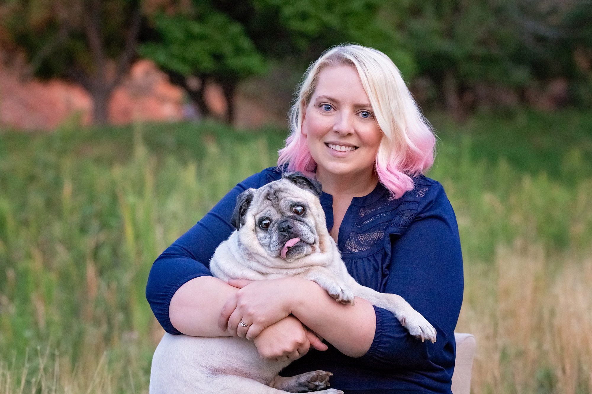 Woman with pug at Red Rock Canyon